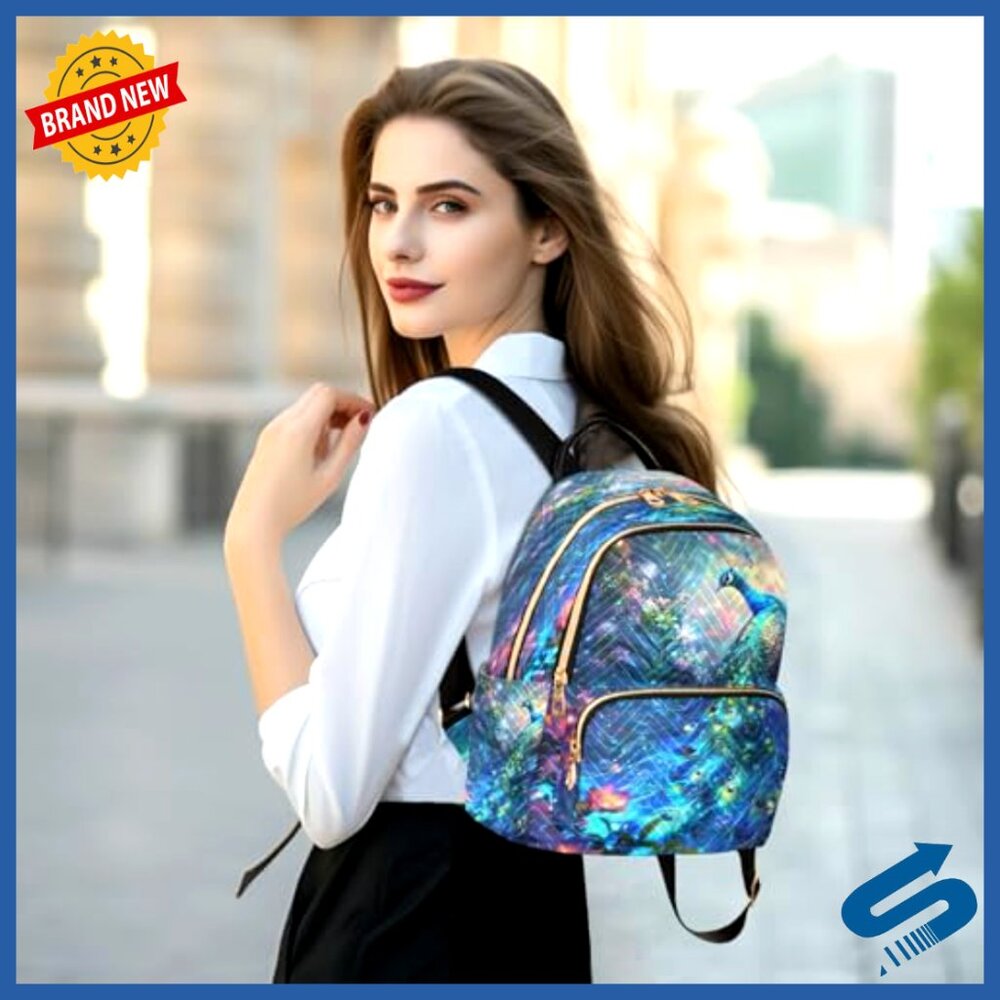 Quilted Wave Pattern Backpack Purse Lightweight T… - image 6